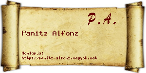 Panitz Alfonz névjegykártya
